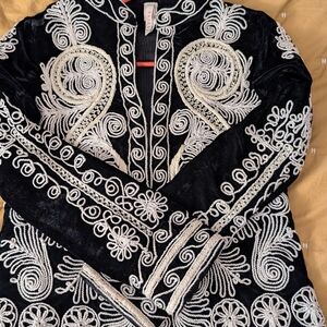 RAGA Black Jacket with White Embroidery